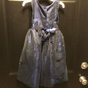 Girls Pink & Violet navy dress with silver glitter